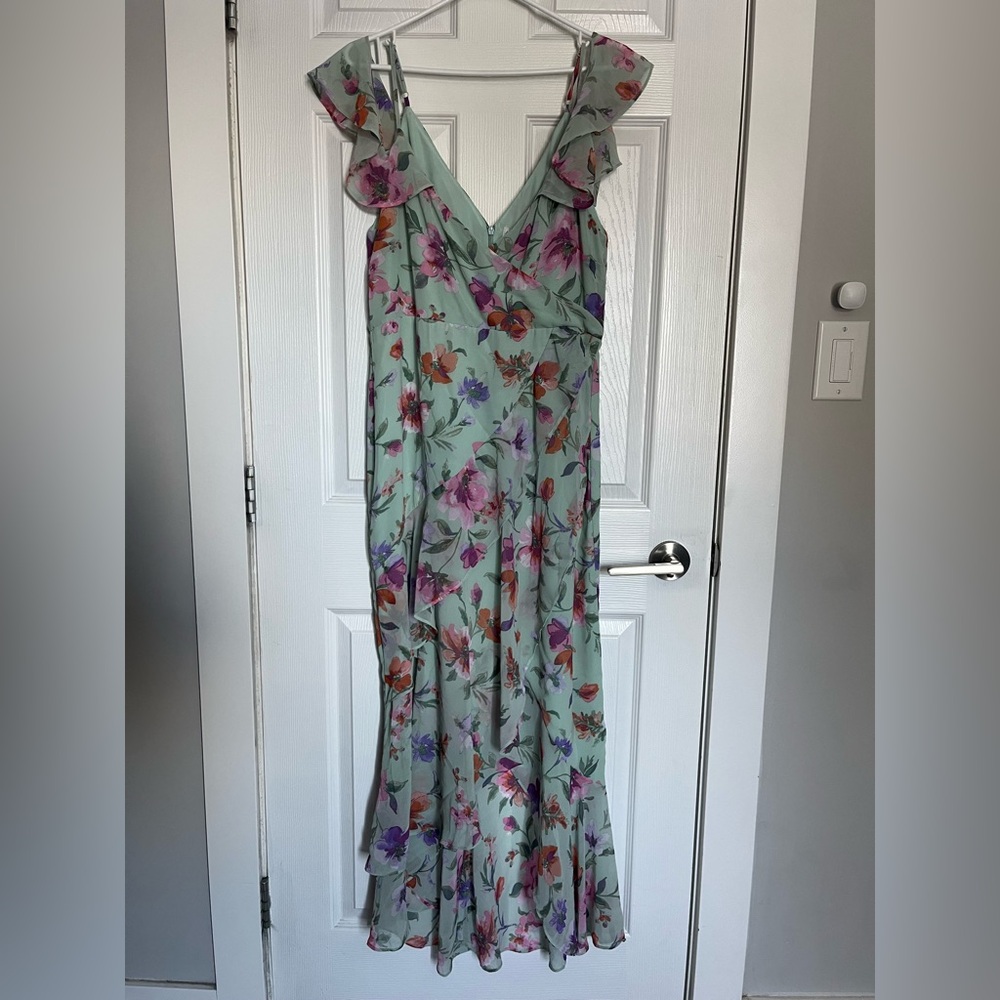 Apricot Floral Chiffon Maxi Dress | NWT | Size US 10